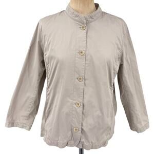 Eileen Fisher Womens Barn Chore Jacket Coat Cotton Pockets Tan Size Large